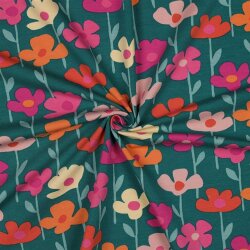 French Terry Wildblumen- wiesengrün