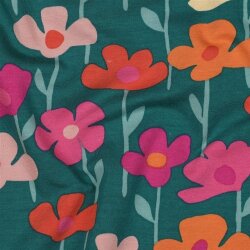 French Terry Wildblumen- wiesengrün