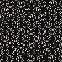 Baumwolljersey Smileys - schwarz