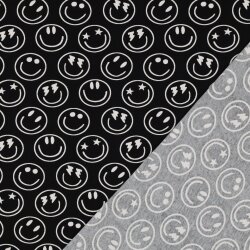 Baumwolljersey Smileys - schwarz