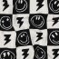Baumwolljersey Smileys und Blitze - schwarz
