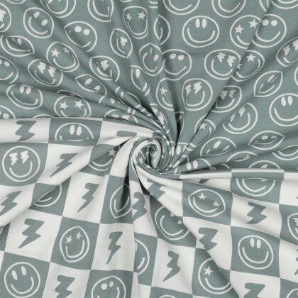 Baumwolljersey Smileys - salbei