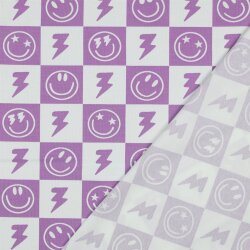 Baumwolljersey Smileys und Anker -softlavendel