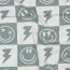 Baumwolljersey Smileys und Blitze - salbei