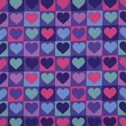 Baumwollpopeline Herzen im Quadrat - lila