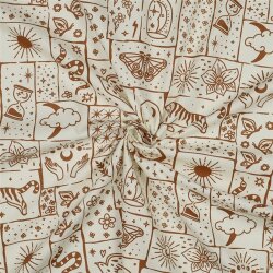 Baumwollpopeline Boho Zeichen - altweiss