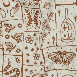 Baumwollpopeline Boho Zeichen - altweiss