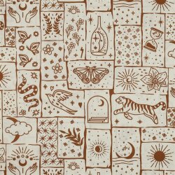 Baumwollpopeline Boho Zeichen - altweiss