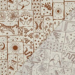 Baumwollpopeline Boho Zeichen - altweiss