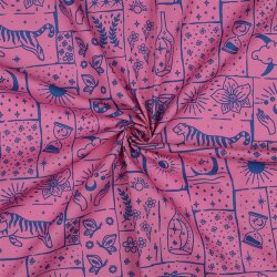 Baumwollpopeline Boho Zeichen - fuchsia