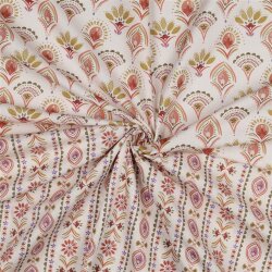 Baumwollpopeline Digital Blumenfächer - altweiss