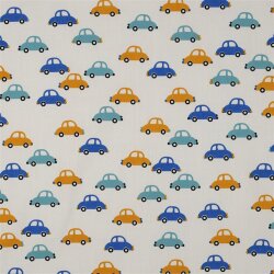 Baumwollpopeline bunte Autos - altweiss