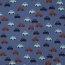 Baumwollpopeline bunte Autos - jeansblau