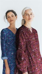 Baumwollpopeline Digital Blätter - kobaltblau