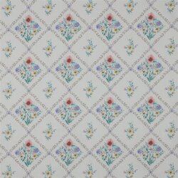 Baumwollpopeline Digital Blumenmuster Rauten - altweiß