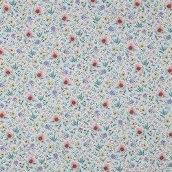 Baumwollpopeline Digital Blumenmuster - altweiß