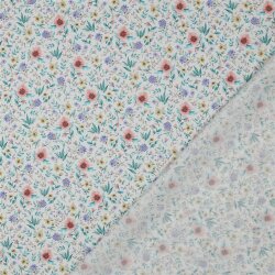 Baumwollpopeline Digital Blumenmuster - altweiß