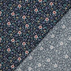 Baumwollpopeline Digital Blumenmuster - nachtblau