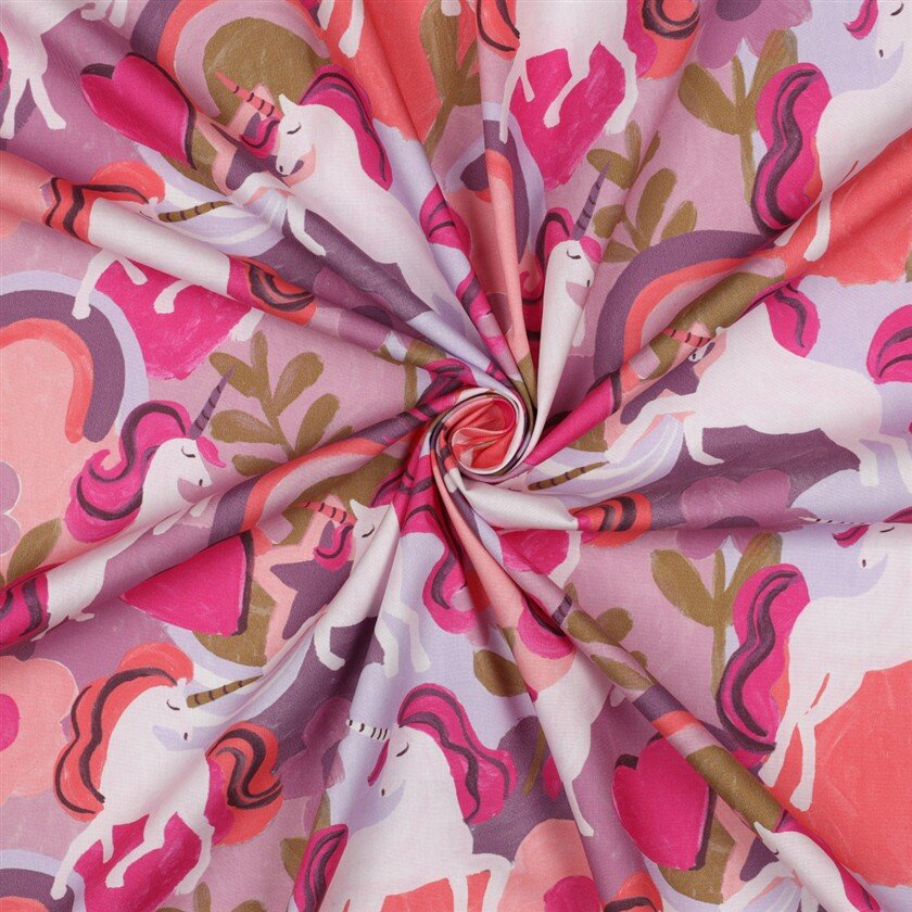 Baumwollpopeline Digital Einhörner - malve