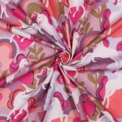 Baumwollpopeline Digital Einhörner - malve