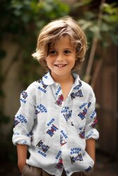 Baumwollpopeline Digital Rennautos - weiß