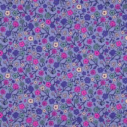 Baumwolljersey Neon Blümchen - helllavendel