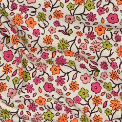 Baumwolljersey Neon Blümchen - weiß