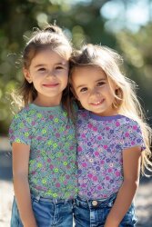 Baumwolljersey Neon Blümchen - weiß