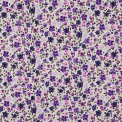 Baumwolljersey Organic Digital Blumen - altweiß/Ilila