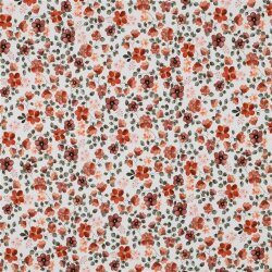 Baumwolljersey Organic Digital Blumen - weiß/pfirsich