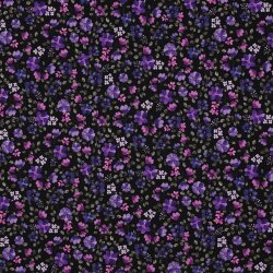 Baumwolljersey Organic Digital Blumen - dunkelblau/lila