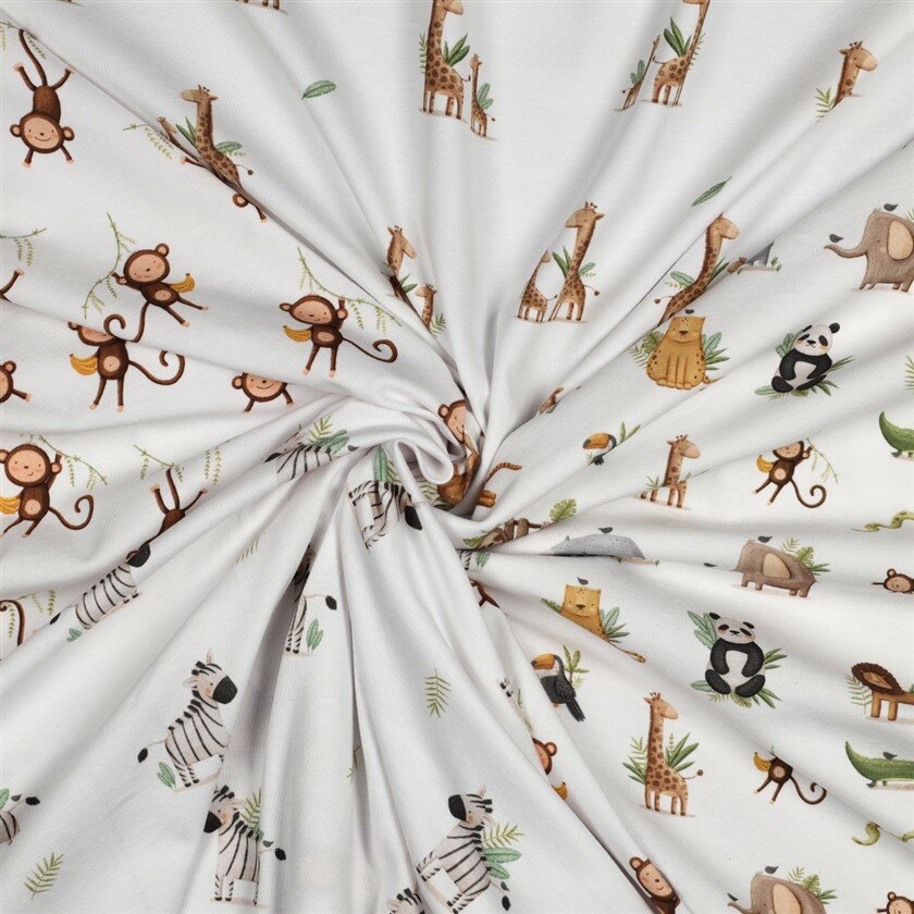 Baumwolljersey Organic Digital Zootiere - weiß