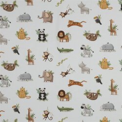 Baumwolljersey Organic Digital Zootiere - weiß