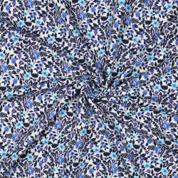 French Terry Digital Blumengeflecht - altweiß/blau