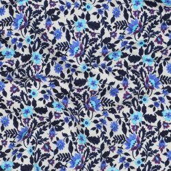 French Terry Digital Blumengeflecht - altweiß/blau