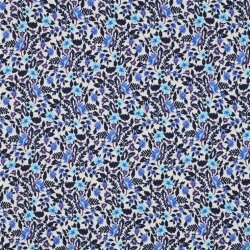French Terry Digital Blumengeflecht - altweiß/blau