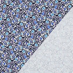 French Terry Digital Blumengeflecht - altweiß/blau