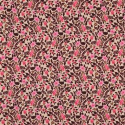 French Terry Digital Blumengeflecht - hellbeige/rot