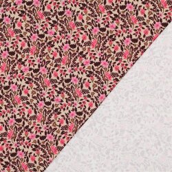 French Terry Digital Blumengeflecht - hellbeige/rot