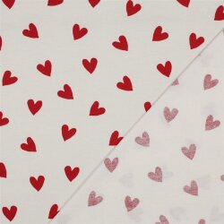 Baumwollflanell Herzen - altweiss