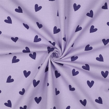 Baumwollflanell Herzen - lavendel