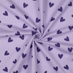 Baumwollflanell Herzen - lavendel
