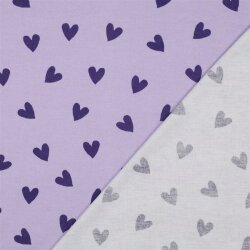 Baumwollflanell Herzen - lavendel