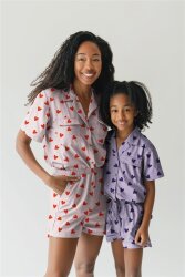 Baumwollflanell Herzen - lavendel