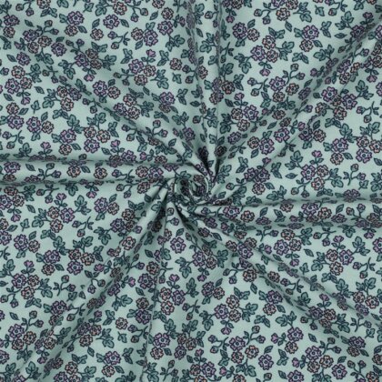 Baumwollflanell Blumen - mint