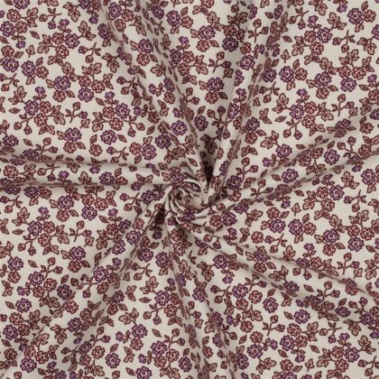 Baumwollflanell Blumen - creme