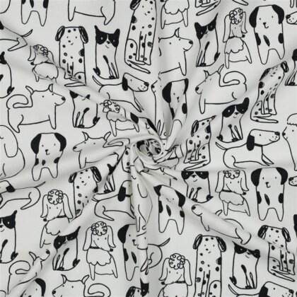 Baumwollflanell Hunde - altweiss