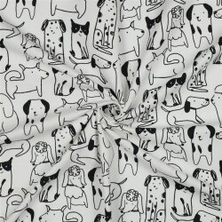 Baumwollflanell Hunde - altweiss