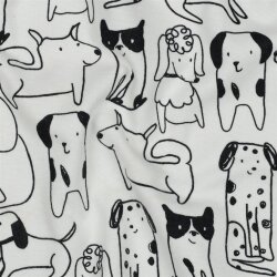 Baumwollflanell Hunde - altweiss