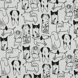 Baumwollflanell Hunde - altweiss